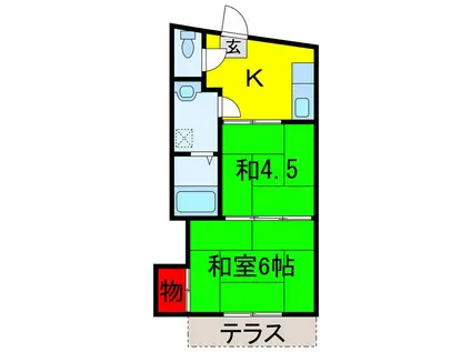 ハイツウインドヒル(2K/1階)の間取り写真