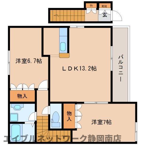 ヴェスパー(2LDK/2階)の間取り写真