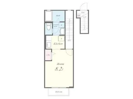 ドゥムールストレチア(1K/2階)の間取り写真