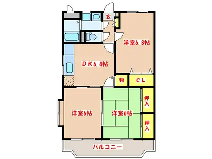 ユメハイム中郷(3DK/3階)の間取り写真