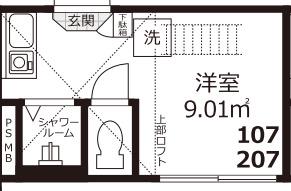 CASA MG(ワンルーム/1階)の間取り写真
