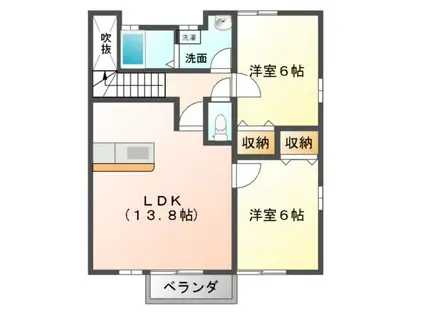 ブライトオリジン(2LDK/2階)の間取り写真