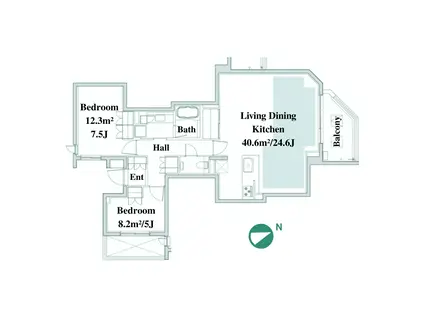 オープンレジデンシア山手101 壱番館(2LDK/3階)の間取り写真