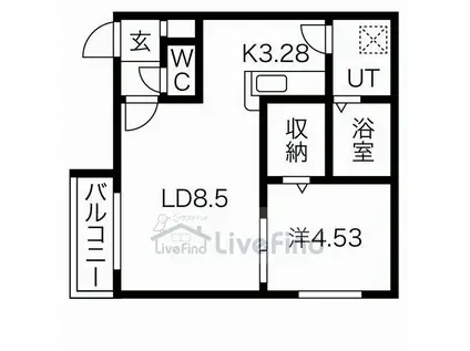 インフィニト平岸一条(1LDK/4階)の間取り写真