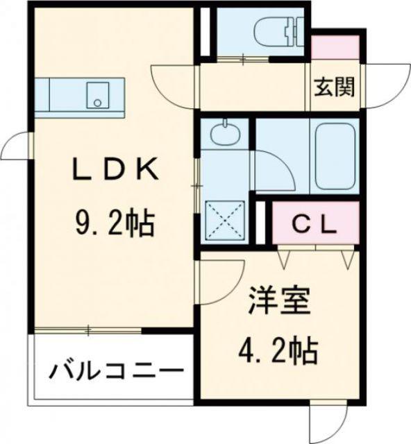 クリサンス(1LDK/2階)の間取り写真