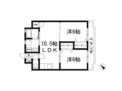 カンブリア名東(2LDK/4階)の間取り写真