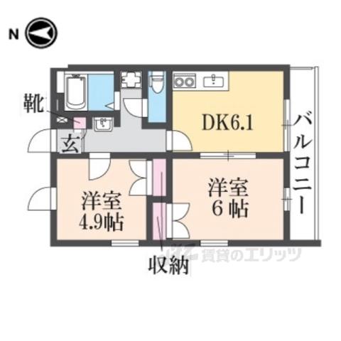 レオパレスKOBATA(2DK/1階)の間取り写真