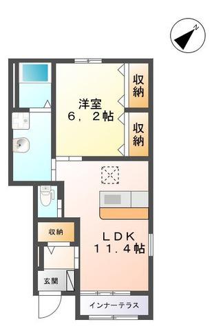サンライズ東方(1LDK/1階)の間取り写真