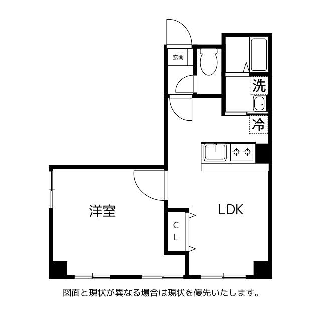 プラドール荒町(1LDK/4階)の間取り写真