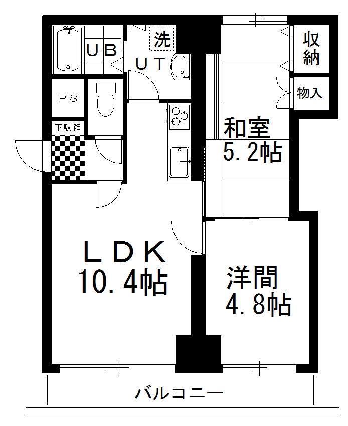 釧路共栄マンションズ(2LDK/9階)の間取り写真