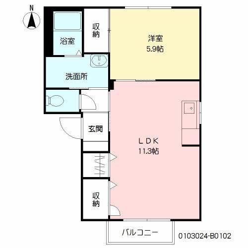 コーポ山内 B棟(1LDK/1階)の間取り写真