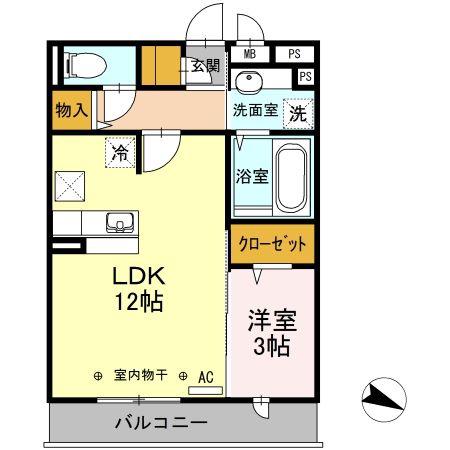 REGALO(1LDK/1階)の間取り写真
