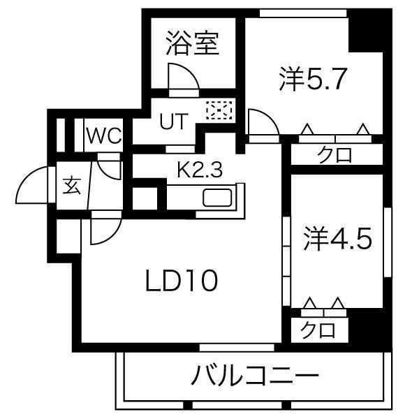ブランシャールALAIN札幌(2LDK/4階)の間取り写真