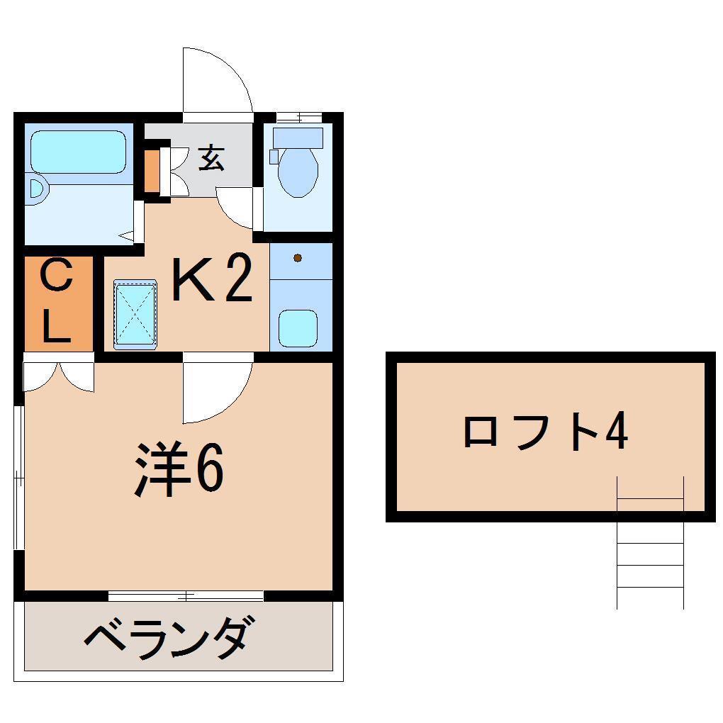 メゾン南福島(1K/2階)の間取り写真