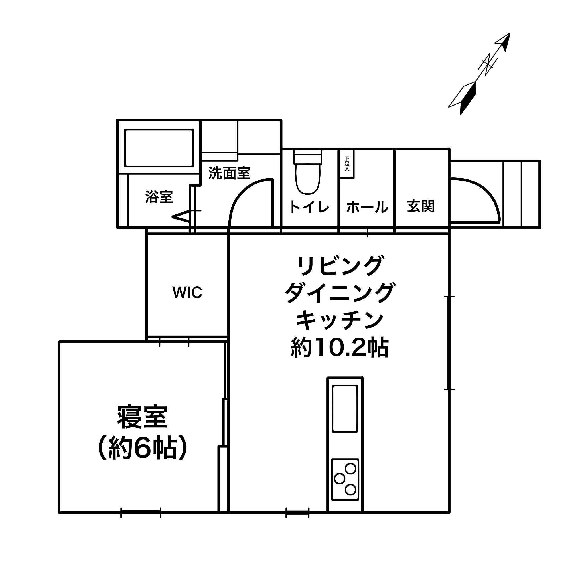 ーサウスERN CROSSーサザンクロス(1LDK/1階)の間取り写真