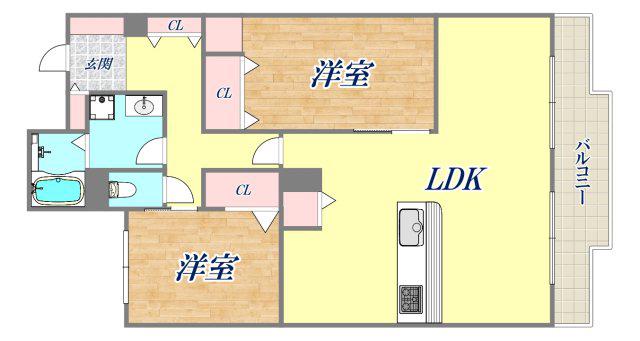 宝塚コートハイツ(2LDK/2階)の間取り写真