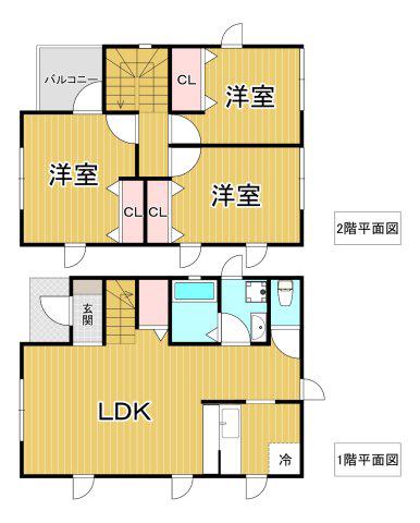 グリーンメゾン山本B棟(3LDK/1階)の間取り写真