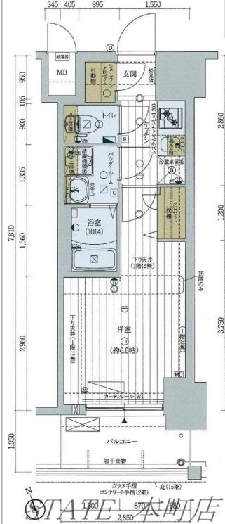 レジュールアッシュTAISHO LEGANT(1K/7階)の間取り写真