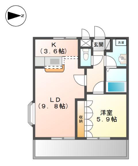 ストーク ミヤタ(1LDK/2階)の間取り写真
