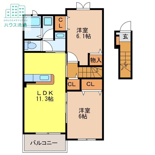 ゼロスタイルケイ(2LDK/2階)の間取り写真