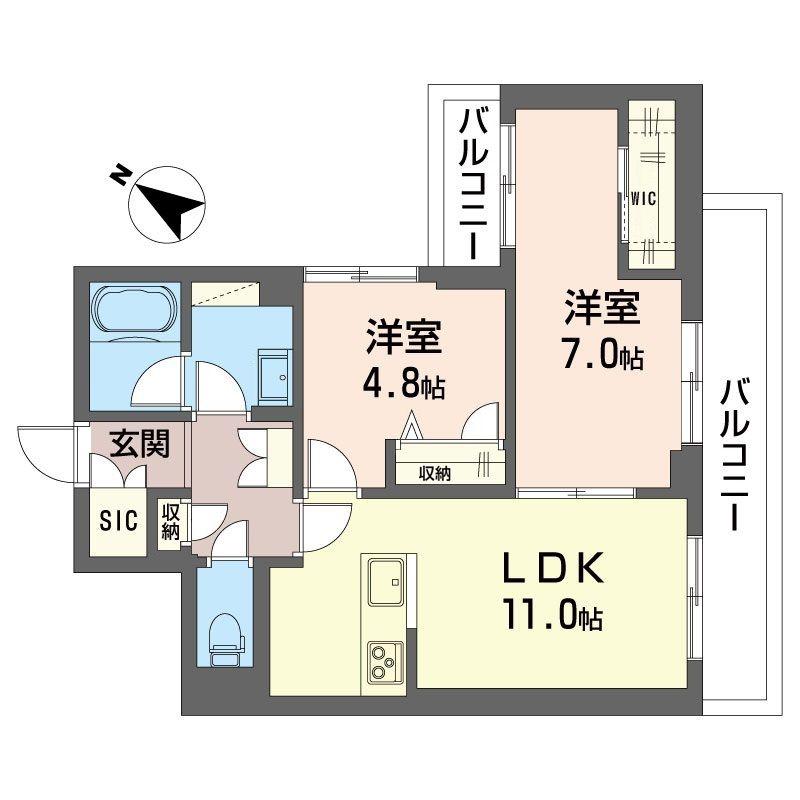 COURT ZOSHIGAYA(2LDK/3階)の間取り写真