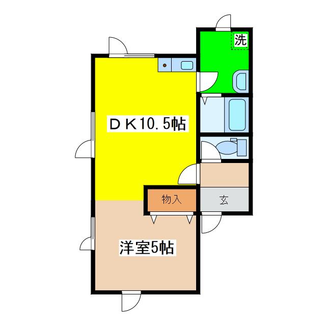 ワンパレス富士見(1LDK/2階)の間取り写真