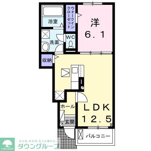 プラシード神代II(1LDK/1階)の間取り写真