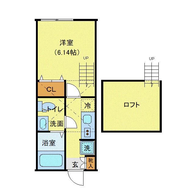 ラッキーダイム鴨居(1K/2階)の間取り写真