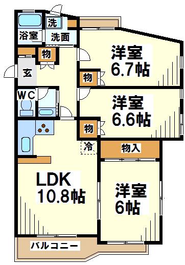 宮前エクセルハイツ(3LDK/3階)の間取り写真