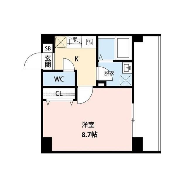 CUES東万代(1K/8階)の間取り写真