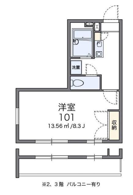 レオパレス麻生(1K/2階)の間取り写真