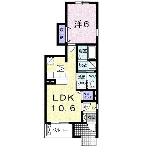 ミルトA(1LDK/1階)の間取り写真
