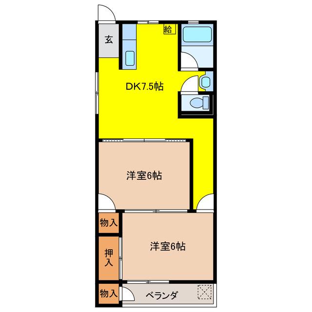 臼井ビル(2DK/4階)の間取り写真