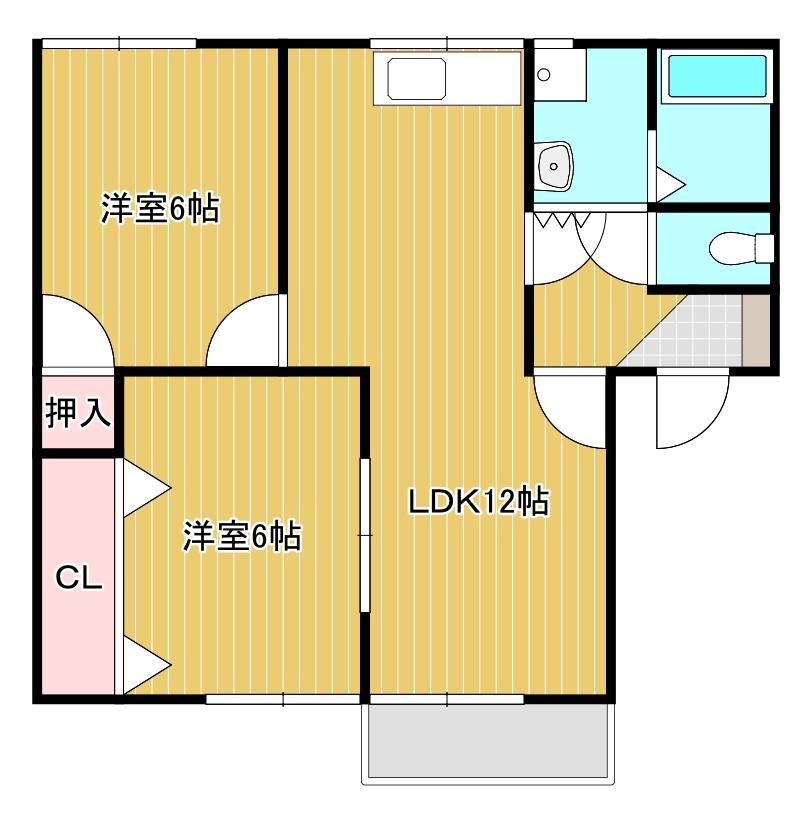 プレシオ木原B(2LDK/2階)の間取り写真