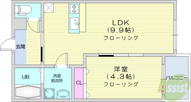 GRAN PREMIERE一本杉(1LDK/2階)の間取り写真
