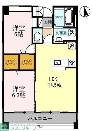 GRAND CHARIOT(2LDK/3階)の間取り写真