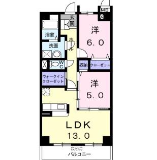 プレジールII(2LDK/3階)の間取り写真