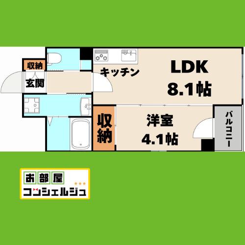 PURA VIDA 幅下(1LDK/7階)の間取り写真