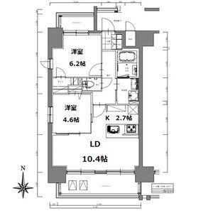 SーRESIDENCE亀島駅前BLAZE(2LDK/4階)の間取り写真