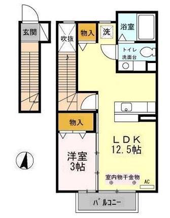千富館 東館(1LDK/2階)の間取り写真