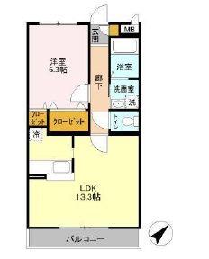 エスペランサ(1LDK/3階)の間取り写真