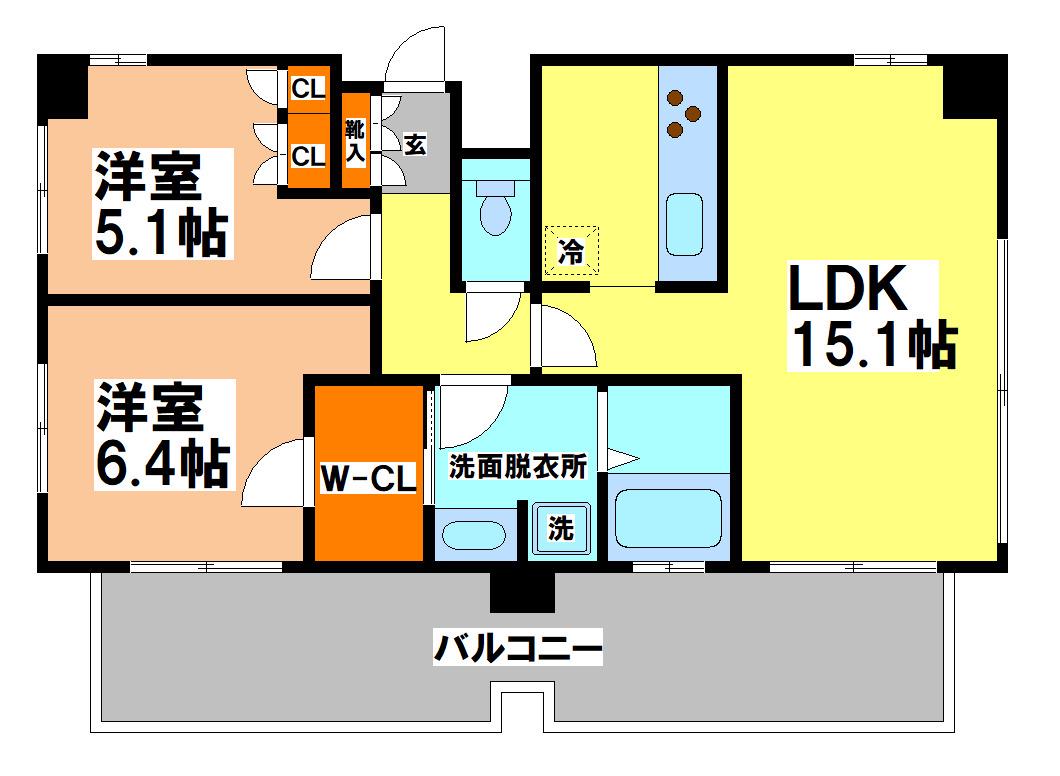 フィオレンテ小金井(2LDK/5階)の間取り写真