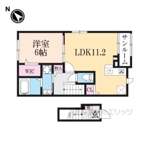 セレスティアⅠ(1LDK/2階)の間取り写真