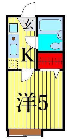 イナゲハイツIII(1K/2階)の間取り写真