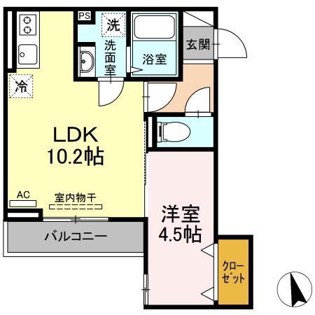 ベイ ブランシェ老松(1LDK/3階)の間取り写真