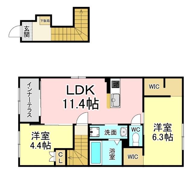 南方3丁目工事(2LDK/2階)の間取り写真
