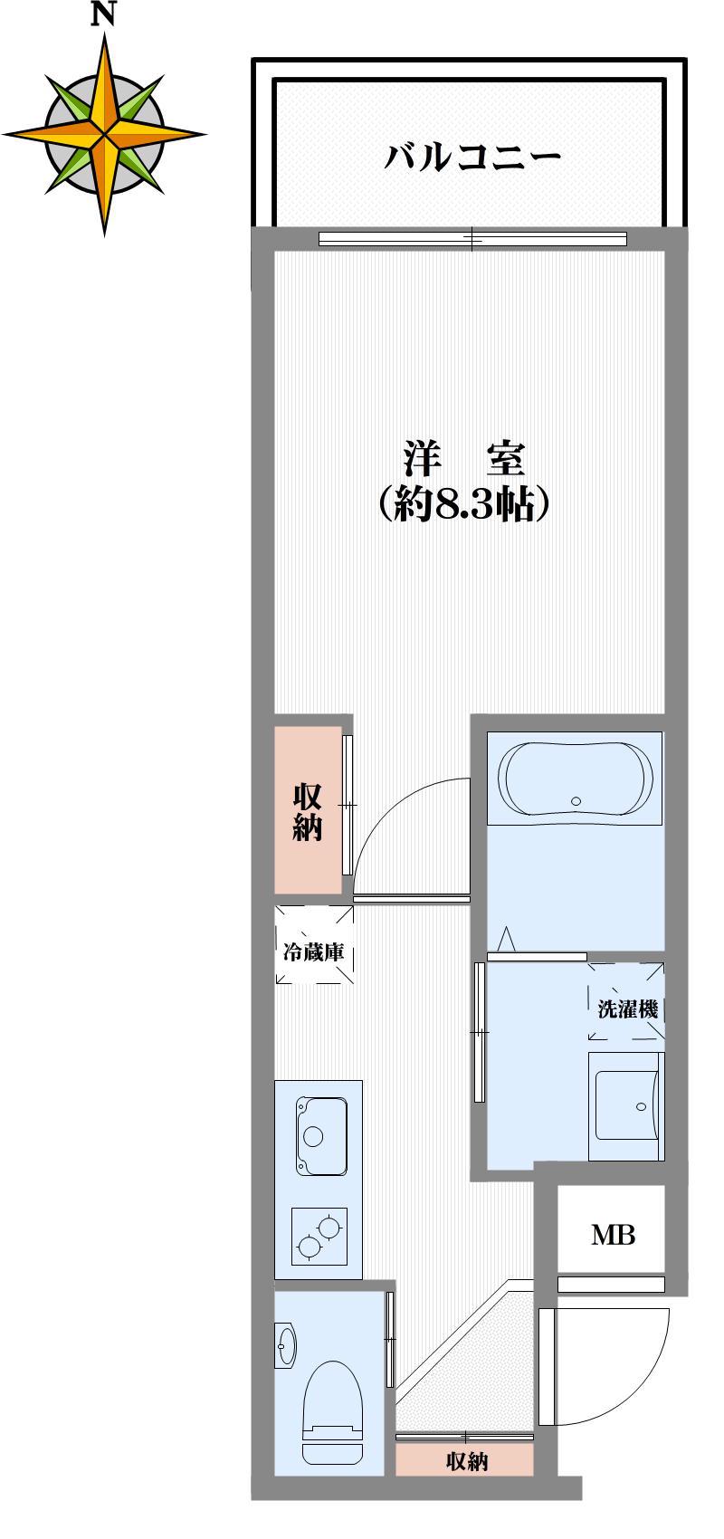 ROKURYU(ワンルーム/2階)の間取り写真