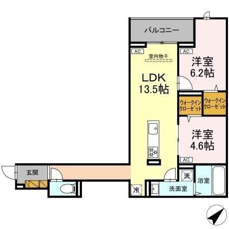 CLASSEUM都賀(2LDK/2階)の間取り写真
