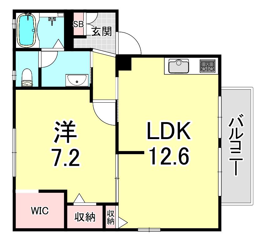 コートハウス星陵(1LDK/2階)の間取り写真