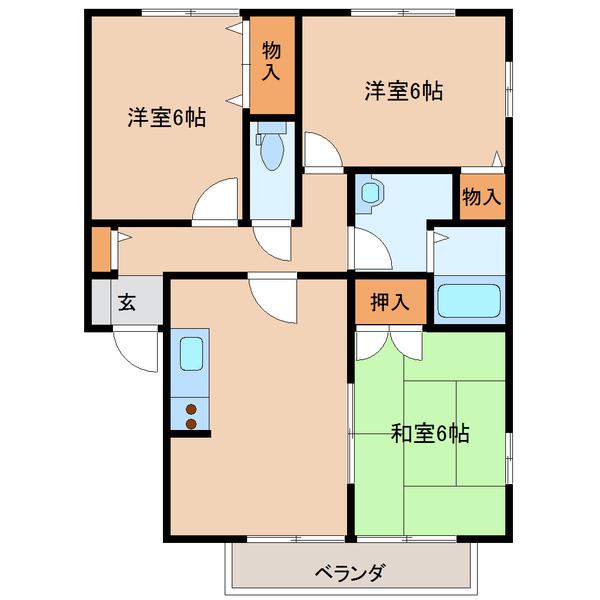 エコガーデン三条 C棟(3LDK/1階)の間取り写真